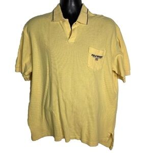 Vintage Ralph Lauren Polo Sport Knit Pocket Polo Shirt Mens Large Yellow Y2K